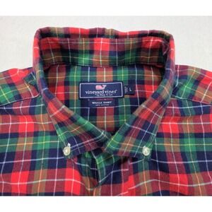 Vineyard Vines Flannel‎ Whale Shirt Mens L Blue Red Green Plaid VERY LIMITED USE